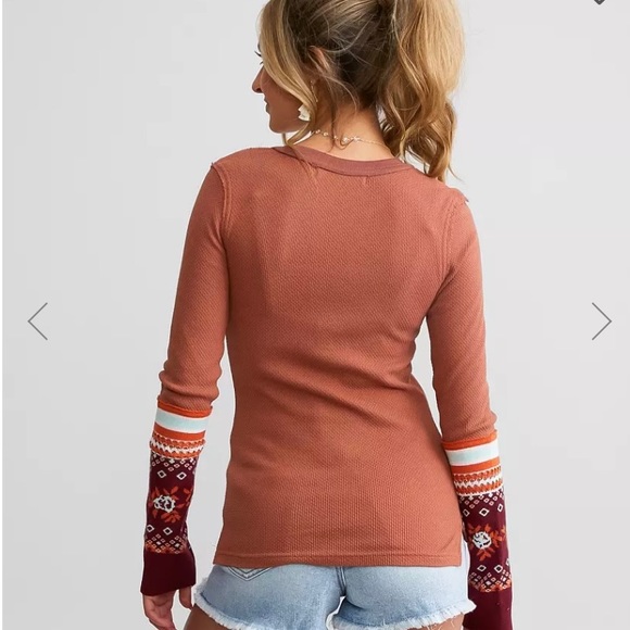 NWT We The Free by Free People Mikah Notch neck top, size XS autumn combo - Picture 3 of 11